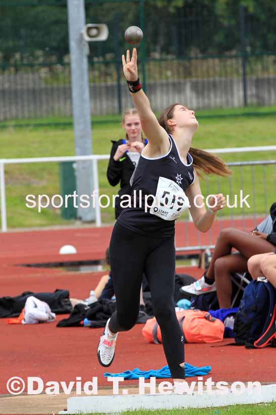 Womens under-17s shot putt, 2023 Northern Under-13s, Under-15s and Under-17s, Middlesbrough.  Photo: David T. Hewitson/Sports for All Pics